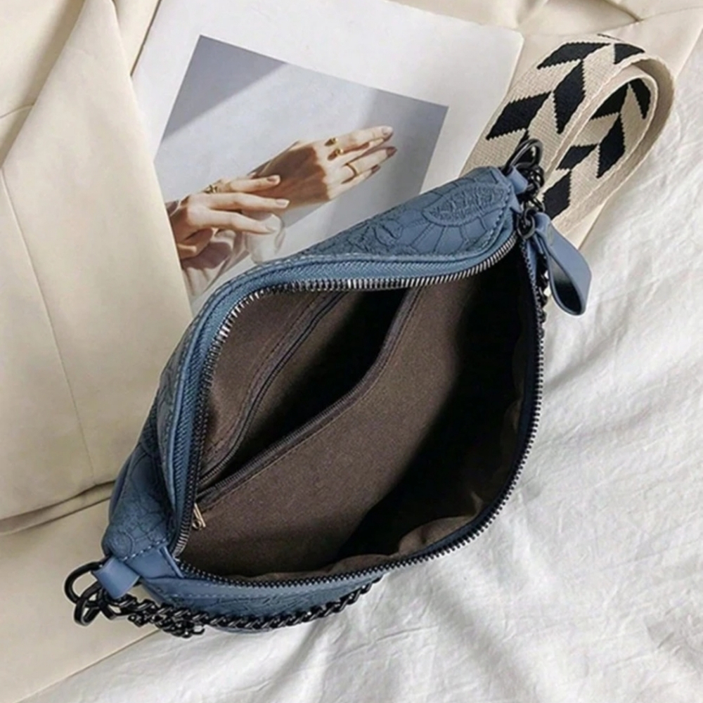 NWT Blue Floral Embossed Crossbody Sling Bag - Picture 2 of 6